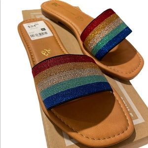 Pride🏳️‍🌈Rainbow🌈 Striped Sandals 8.5 100% Vegan